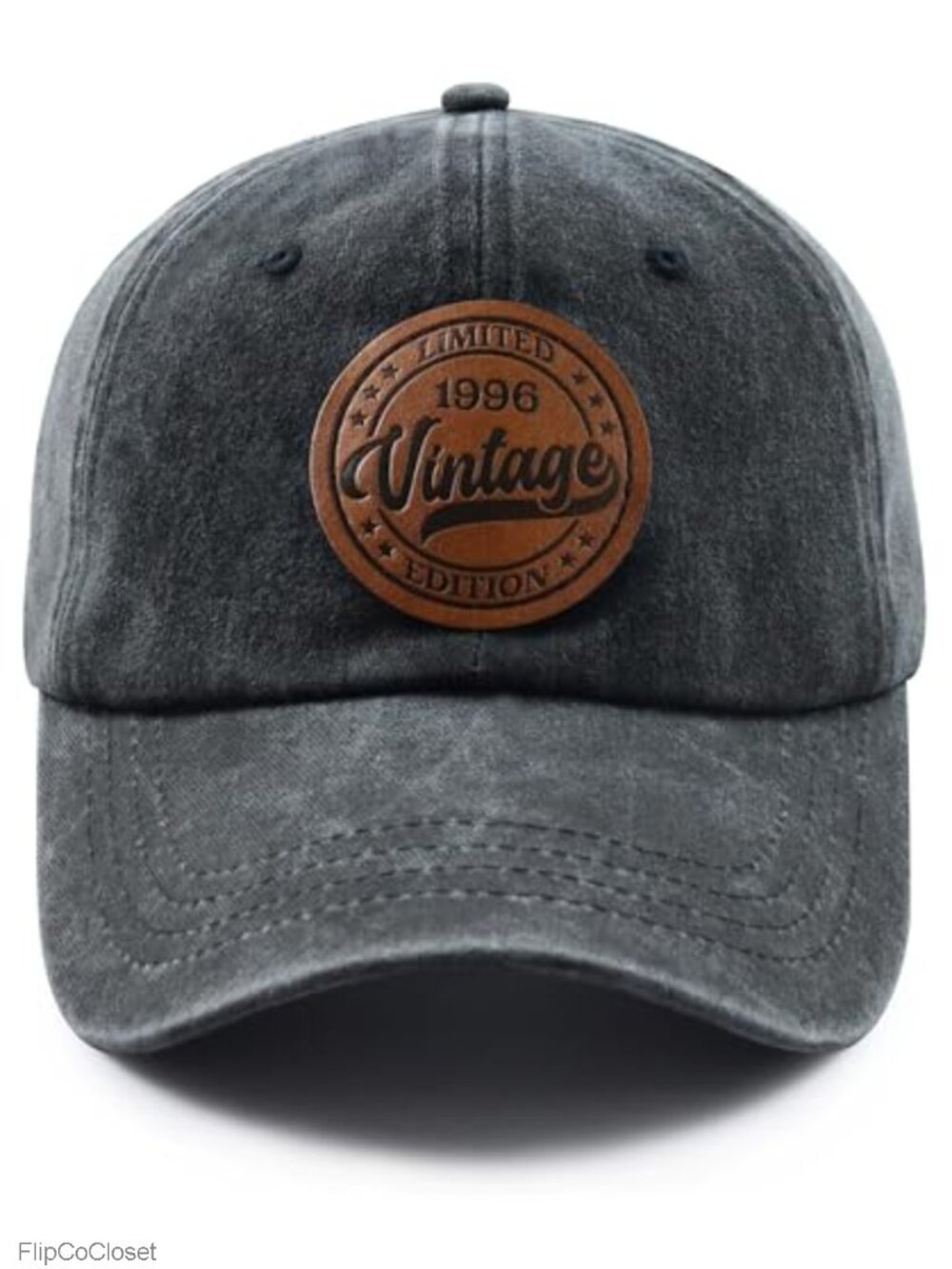 Vintage 1996 Leather Patch Baseball Cap Cotton Adjustable 30th Birthday Gift
